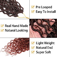 Burgundy Goddess Locs Crochet Hair 24 Inch 8 Packs Natural Looking Boho River Goddess Crochet Braiding Hair Trendy Edgy Faux