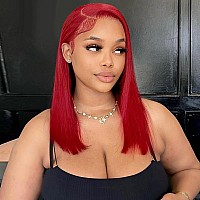 Huiwanyan 99J Burgundy Straight Lace Front Wigs Human Hair 16 Inch 13X4 Hd Glueless Lace Burgundy Wigs Human Hair Pre Plucked 18