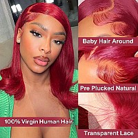 Huiwanyan 99J Burgundy Straight Lace Front Wigs Human Hair 16 Inch 13X4 Hd Glueless Lace Burgundy Wigs Human Hair Pre Plucked 18