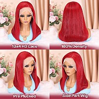 Huiwanyan 99J Burgundy Straight Lace Front Wigs Human Hair 16 Inch 13X4 Hd Glueless Lace Burgundy Wigs Human Hair Pre Plucked 18