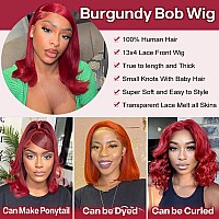 Huiwanyan 99J Burgundy Straight Lace Front Wigs Human Hair 16 Inch 13X4 Hd Glueless Lace Burgundy Wigs Human Hair Pre Plucked 18