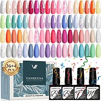 Vanreesa 40 Pcs Gel Nail Polish Set 36 Colors Gel Nail Polish Base Coat Glossy Matte Top Coat Gel Nail Polish Set Green Blue P