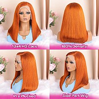 Huiwanyan Straight Ginger Lace Front Wigs Human Hair 13X4 Hd Lace Ginger Wigs Human Hair Pre Plucked Frontal Wigs Human Hair For