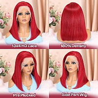 Huiwanyan 99J Burgundy Lace Front Bob Wig Human Hair Pre Plucked 13X4 Hd Red Lace Front Wigs Human Hair For Black Women 180 Den