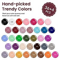 Vanreesa 40 Pcs Gel Nail Polish Set 36 Colors Gel Nail Polish Base Coat Glossy Matte Top Coat Gel Polish Set Red Pink Blue Gre