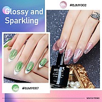 Mizhse Magnetic Gel Nail Polish Platinum Glitter Cat Eye Gel Nail Polish Set 8 Colors With Magnet Stick Sparkle Cateye Nail Ge