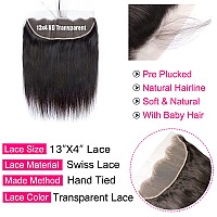 Lemoda 13X4 Frontal 18 Inch Straight Hd Transparent Lace Frontals 12A Brazilian Virgin Human Hair Lace Frontal Closure Natural B