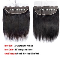 Lemoda 13X4 Frontal 18 Inch Straight Hd Transparent Lace Frontals 12A Brazilian Virgin Human Hair Lace Frontal Closure Natural B