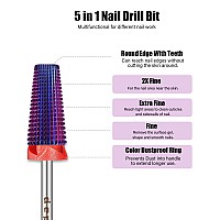 Depvko 5 In 1 Nail Drill Bits 332 Carbide Tungsten Nail Bits Two Way Rotate Professional Advanced Safety Cuticle Bits For N