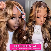 Uveous Wear And Go Glueless Wigs Human Hair Pre Plucked Pre Cut 5X5 Hd Lace Closure Wigs Human Hair 180 Highlight Ombre Lace Fr