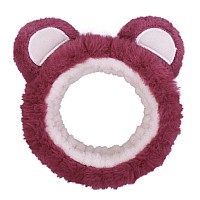 Skincare Headbands For Women Cute Kawaii Soft Elastic Purple Bear Ears Animal Head Bands For Face Washing Makeup Shower Tee