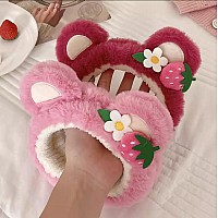 Skincare Headbands For Women Cute Kawaii Soft Elastic Purple Bear Ears Animal Head Bands For Face Washing Makeup Shower Tee