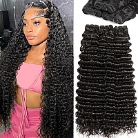 Hntl Deep Wave Human Hair Bundles 22 24 26 28 Inch Deep Curly 4 Bundles 12A Grade 100 Unprocessed Brazilian Virgin Human Hair B