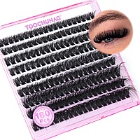 Toochunag Fluffy Lash Clusters Thick Cluster Eyelash Extensions 80D Dd Curl Individual Lashes Clusters Wispy Eye Lash Extension