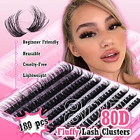 Toochunag Fluffy Lash Clusters Thick Cluster Eyelash Extensions 80D Dd Curl Individual Lashes Clusters Wispy Eye Lash Extension