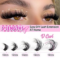 Toochunag Fluffy Lash Clusters Thick Cluster Eyelash Extensions 80D Dd Curl Individual Lashes Clusters Wispy Eye Lash Extension