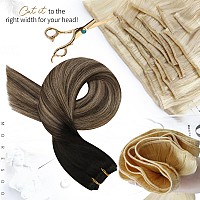 Moresoo Weft Hair Extensions Human Hair Weft Extensions Ombre Black To Brown Mix Caramel Blonde Double Weft Sew In Human Hair Ex