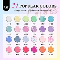 Vanreesa 42 Pcs Gel Nail Polish Kit With U V Light 24 Colors Gel Nail Polish Set Green Blue Purple Pink Orange Complete Gel Nail