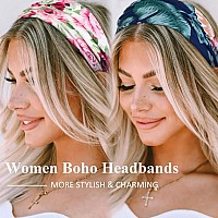 Aktvshow 12 Pack Boho Headbands Wide Nonslip Elastic Headbands Trendy Hair Accessories For Womens Yoga Workout And Fashio