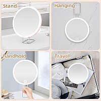 Suupvaor 5X Magnifying Mirror With Light 3 Color Modes Dimmable Light Large 6 5X Lighted Magnified Mirror With Suction Cups