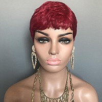 Aiweise Short Red Pixie Cut Wig Human Hair Short Human Hair Wigs For Black Women Natural Wavy Pixie Wig Short Wigs Human Hair Bo