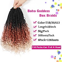 10Inch Goddess Box Braids Crochet Hair Box Braids Crochet Hair For Black Women Pre Looped Crochet Hair With Curly Ends Bohemian