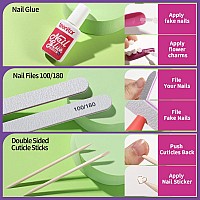 Teenitor Press On Nails Long Fake Nails Kit 10 Colors Matte Press On Nail 10 Colors Glossy Press On Nails 4 Colors Glitter Pr