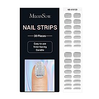 Melodysusie Semi Cured Gel Nail Strips Silver Glitter Works With Any Nail Lamps Salonquality Long Lasting Easy To Apply