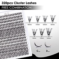 Lash Clusters 320Pcs Individual Lashes 40D Diy Lash Extensions D Curl Lash Clusters False Eyelashes Natural Look 1016Mm Mix Clu