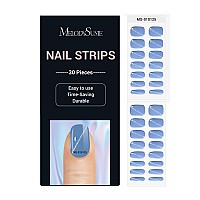 Melodysusie Semi Cured Gel Nail Strips Light Blue Cat Eye Works With Any Nail Lamps Salonquality Long Lasting Easy To App