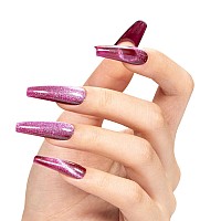 Megior 15Ml Cat Eye Gel Nail Polish 1Pc Plum Magnetic Nail Polish With Magnet Soak Off Holographic Diamond Cat Eye Gel Polish Fo