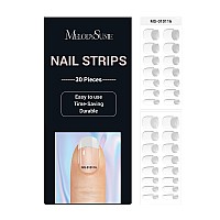 Melodysusie 30Pcs Semi Cured Gel Nail Strips White French Works With Nail Lamp Salonquality Long Lasting Easy To Apply