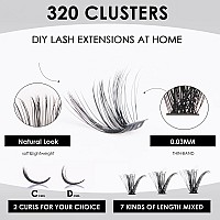 Diy Lash Extensions Kit 320Pcs Individual Lashes Clusters 60D 80D D Curl Eyelash Extension Kit With Applicator And Lash Bondsea