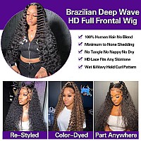 34Inch 13X6 Deep Wave Lace Front Wigs Human Hair Wigs For Women 200 Density Brazilian Virgin Transparent Deep Curly Lace Front