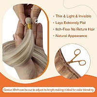 Full Shine Genius Weft Hair Extensions Human Hair Sah Blonde Hair Extensions Sew In Hand Tied Extensions Virgin Hair Color Ash B