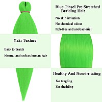 Leeven Green Braiding Hair Pre Stretched 2 Packs Kanekalon Braiding Hair Extension 26 Inch Colored Synthetic Fake Hair For Braid