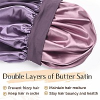 Yanibest Silk Bonnet For Sleeping Women Double Layer Satin Lined Hair Bonnets For Sleeping Soft Elastic Band Silk Sleep Cap For