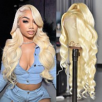 Cypha 26 Inch 613 Blonde Lace Front Wig Human Hair 180 Density Hd Transparent 13X4 Body Wave Lace Front Wigs Human Hair Pre Plu