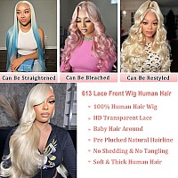 Cypha 26 Inch 613 Blonde Lace Front Wig Human Hair 180 Density Hd Transparent 13X4 Body Wave Lace Front Wigs Human Hair Pre Plu