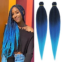 Leeven Prestretched Braiding Hair 26 Inch 2 Packs Hot Water Setting Synthetic Hair Crochet Braiding Hair Extensionblackdark B