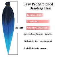 Leeven Prestretched Braiding Hair 26 Inch 2 Packs Hot Water Setting Synthetic Hair Crochet Braiding Hair Extensionblackdark B