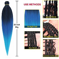 Leeven Prestretched Braiding Hair 26 Inch 2 Packs Hot Water Setting Synthetic Hair Crochet Braiding Hair Extensionblackdark B