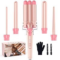 Waver Curling Iron Curling Wand Bestope Pro 5 In 1 Curling Wand Set With 3 Barrel Hair Crimper For Women Fast Heating Crimper