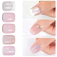 Chrome French Tip Press On Nails Short 5 Styles Jofay Fashion 120Pcs Salonlike Acrylic Fake Nails With Mermaid Pearl Chrome Go