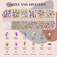 1560Pcs Ab Glass Nail Rhinestones 60Pcs Multi Shapes Flatback Gems Crystal 1500Pcs 154Mm Round Beads Manicure Diomand Jewel