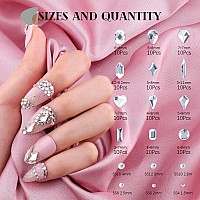 2630Pcs Clear Glass Nail Rhinestones 120Pcs Multi Shapes Flatback Gems Crystal 2510Pcs 154Mm Round Beads Manicure Diomand J