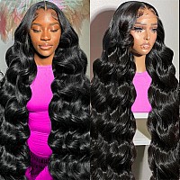 Lapondai 30 Inch Body Wave Lace Front Wigs Human Hair Pre Plucked 180 Density 13X4 Transparent Hd Lace Front Wigs Glueless Fron