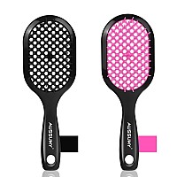 Aussumy Vented Detangling Hair Brush 2 Pack Detangler Hairbrush For Effortless Tangle Removal Ultrasoft Bristles For Natur