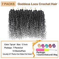 Goddess Locs Crochet Hair 12 Inch 7 Packs Short Faux Locs Crochet Hair Soft Crochet Locs Boho Locs Crochet Hair Synthetic Hippie