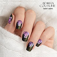 Adora Couture Semi Cured Gel Nail Strips 20Pcs Holo Black Butterfly Wings Gel Nail Stickers Gel Nail Strips Kit For Women